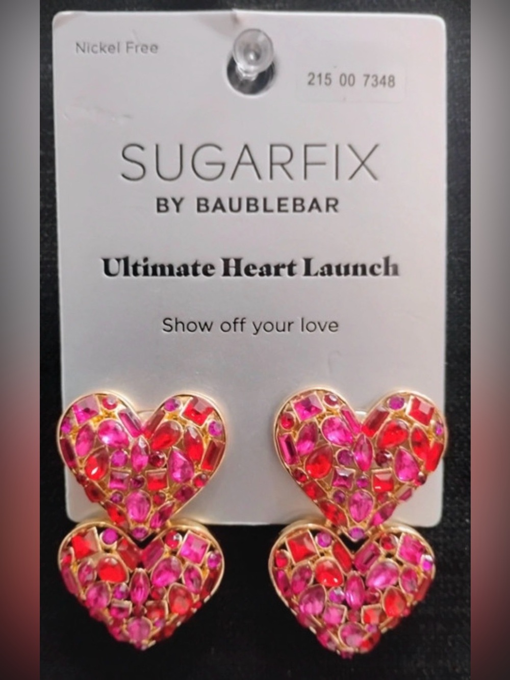 BAUBLEBAR Valentine Sparkling Pink & Red Crystal-Stud Double-Drop Earrings NWT